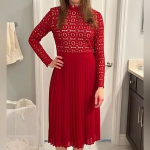 Ivy City Co Arabella Lace Dress in Red, Size Medium